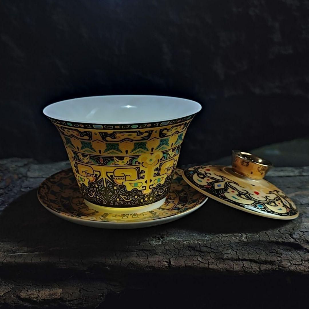 中国茶器 饕餮三才蓋碗 茶器 茶道具 煎茶器 新品未使用 中国茶器 饕餮三才蓋碗 茶器 茶道具 煎茶器 新品未使用 - メルカリ