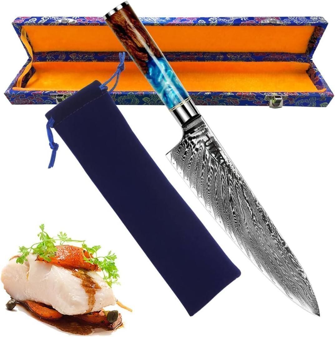 左白本霞片刃牛刀210ミリ水牛八角柄 左白本霞片刃牛刀210ミリ水牛八角柄