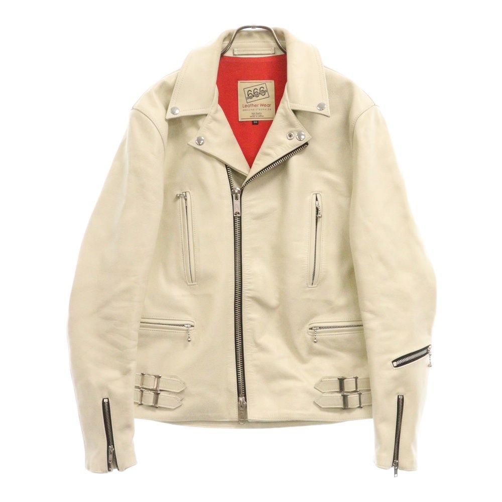 666 Leather Wear ホワイト ダブルライダースジャケット 32 666 LEATHER WEAR (トリプルシックスレザーウェア) ダブルレザー