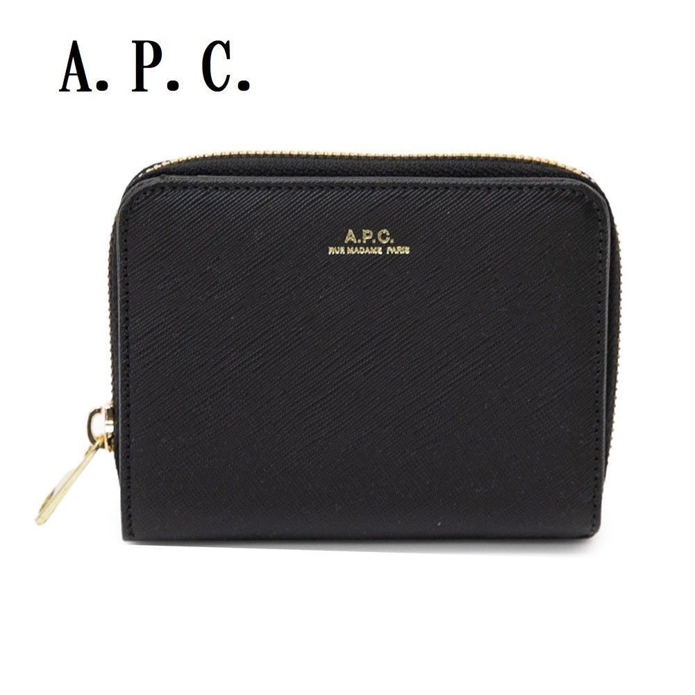 A.P.C. アーペーセー エマニエル コンパクト 二つ折り 財布 ブラック