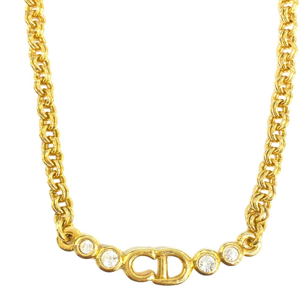 Dior ディオール ネックレス・チョーカー CDロゴ ラインストーン付き ゴールド B（目立った傷や汚れなし）ランク 中古 tdc-001984-4d  - メルカリ