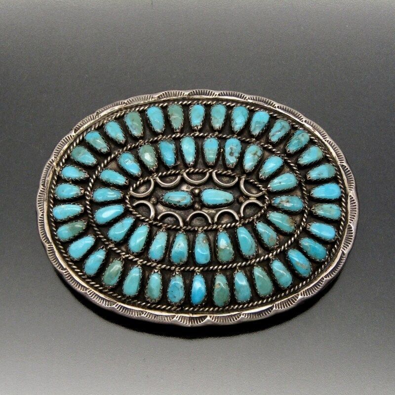 Zeita Begay ナバホ族 バックル クラスター ターコイズ LMB ゼイタビゲイ フラワー 28011045