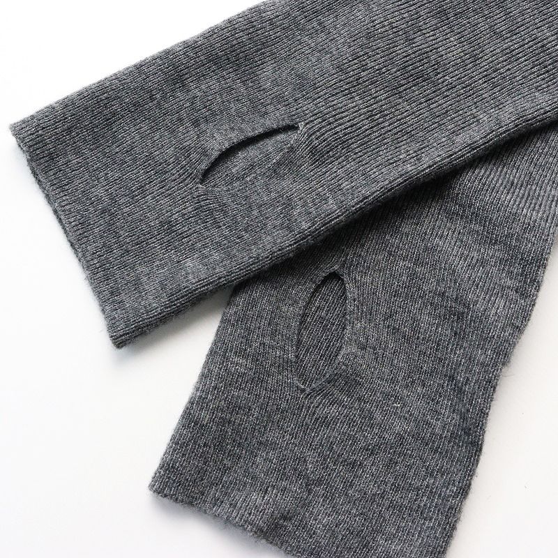 アントム ANTHOM ウール混 リブフーディKNIT 38/グレー ニット
