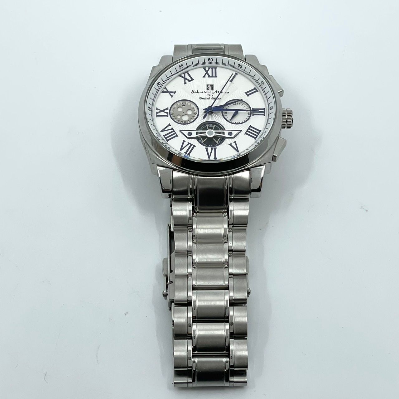 【電池交換済】サルバトーレ マーラ ダイヤ 天然 18K リューズ 腕時計 サルバトーレマーラ SALVATOREMARRA クロノグラフ 電池交換