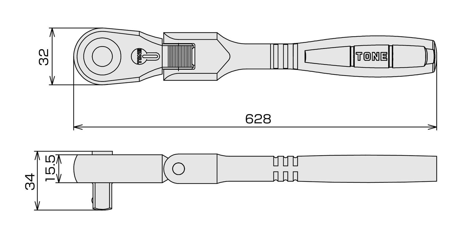 トネ TONE 超ロング首振ラチェットハンドル ホールドタイプ RH4FHX 差込角12.7mm 1 2