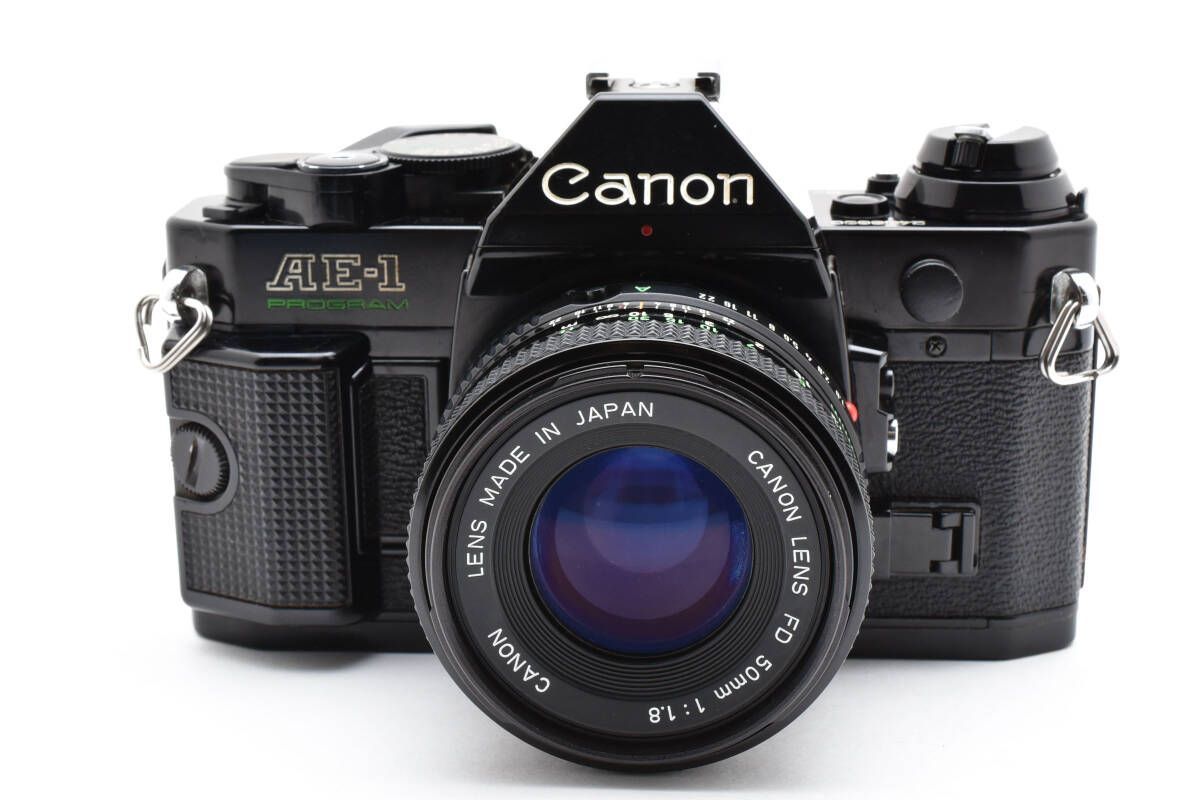 整備済みボディ 上 キャノン Canon AE-1 PROGRAM ボディ ブラック New FD 50mm f1.8 シャッター鳴きなし L55 6551