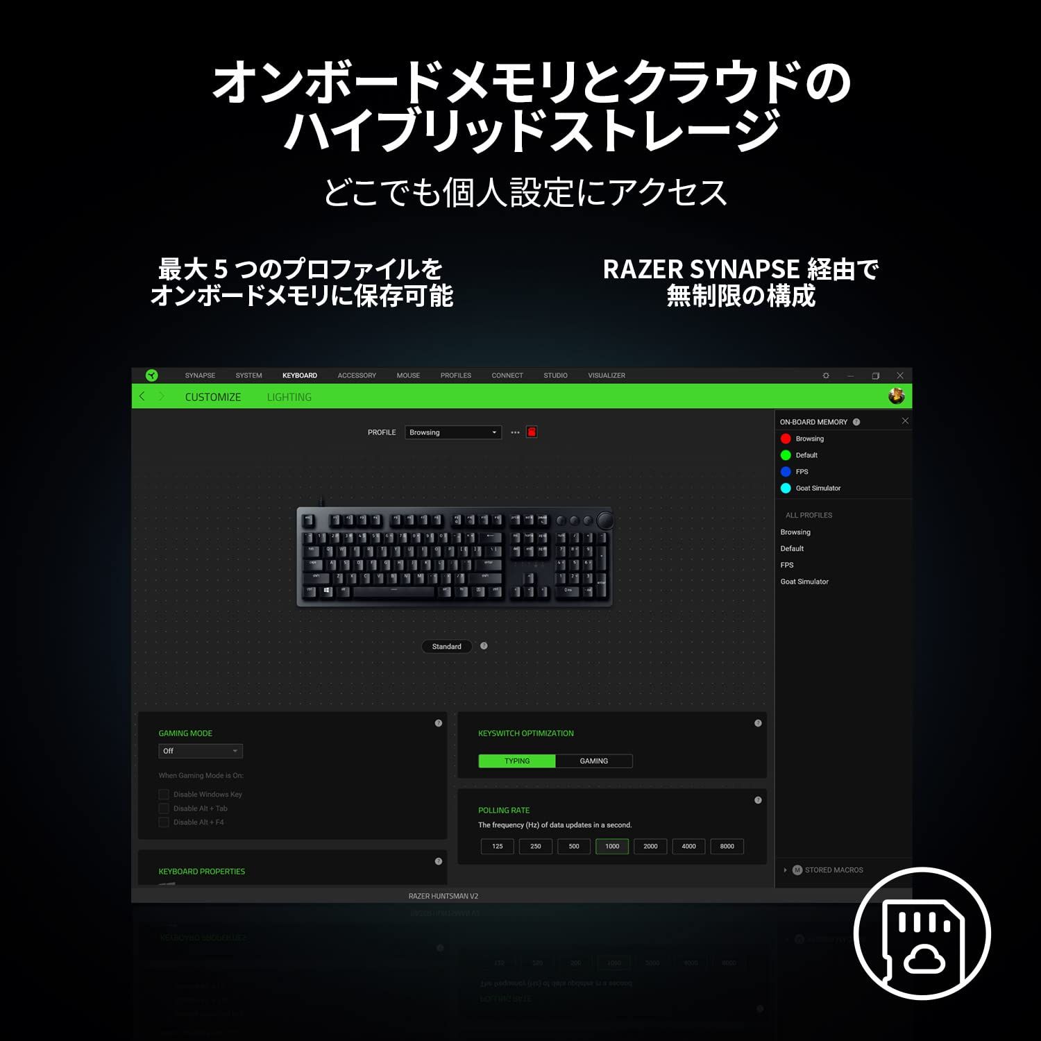 Razer ゲーミングキーボード Huntsman V2 JP Linear Optical Switch