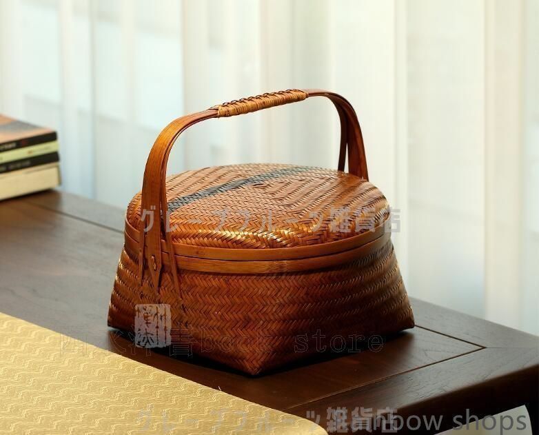 新品未使用】バスケット/収納かご おしゃれ竹籠 収納箱/竹工芸