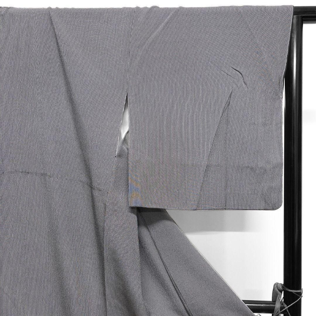 万筋 モノトーン 縦縞 小紋 着物 021a p 【公式通販】