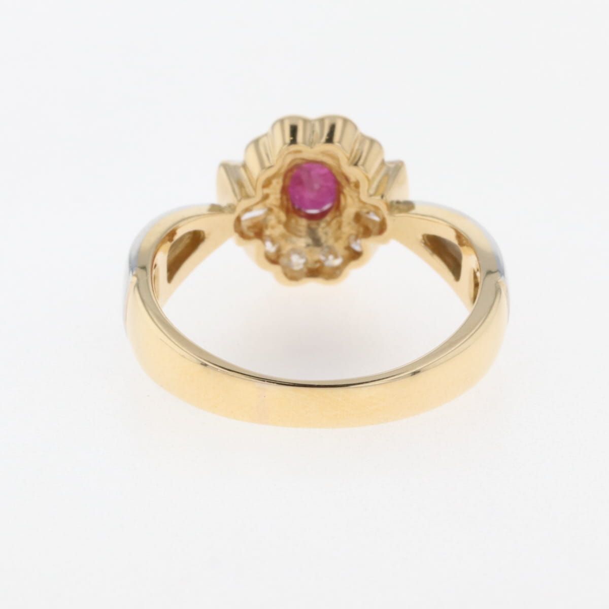 在庫一掃】 ルビー デザインリング YG イエローゴールド プラチナ 指輪  
