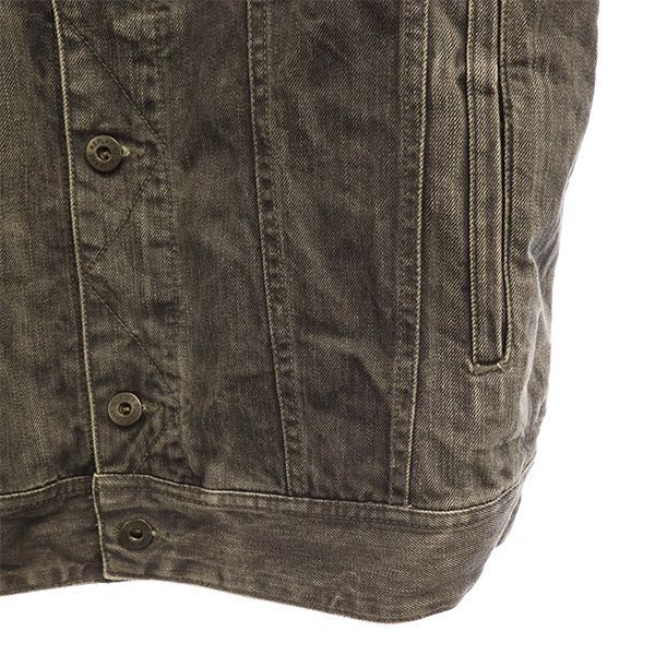 47cm素材リプレイ ワンポイント刺繍 デニムジャケット L グレー REPLAY ジージャン メンズ   【230302】