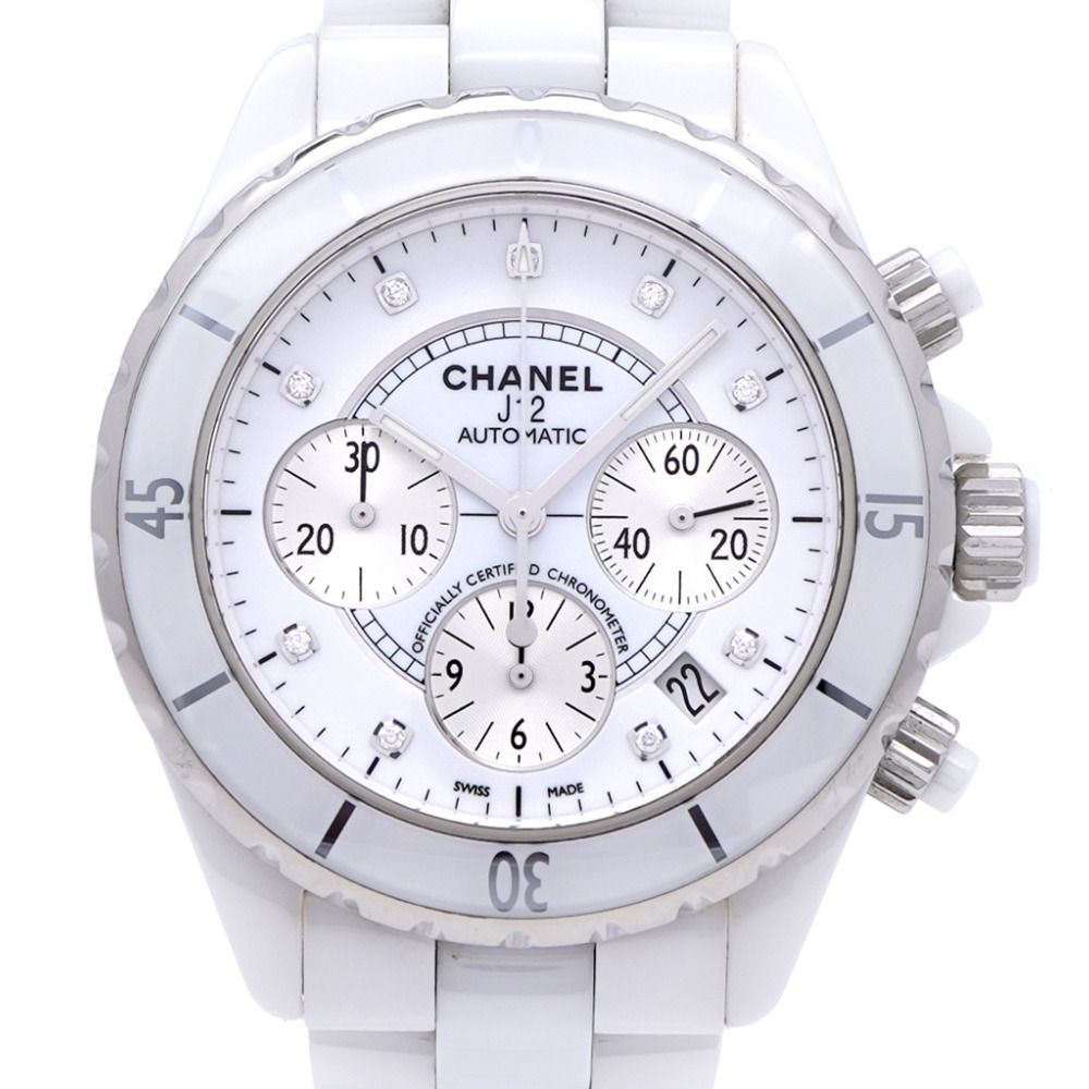 シャネル J12 クロノグラフ 9Pダイヤ H2009 自動巻き 腕時計 ホワイト  