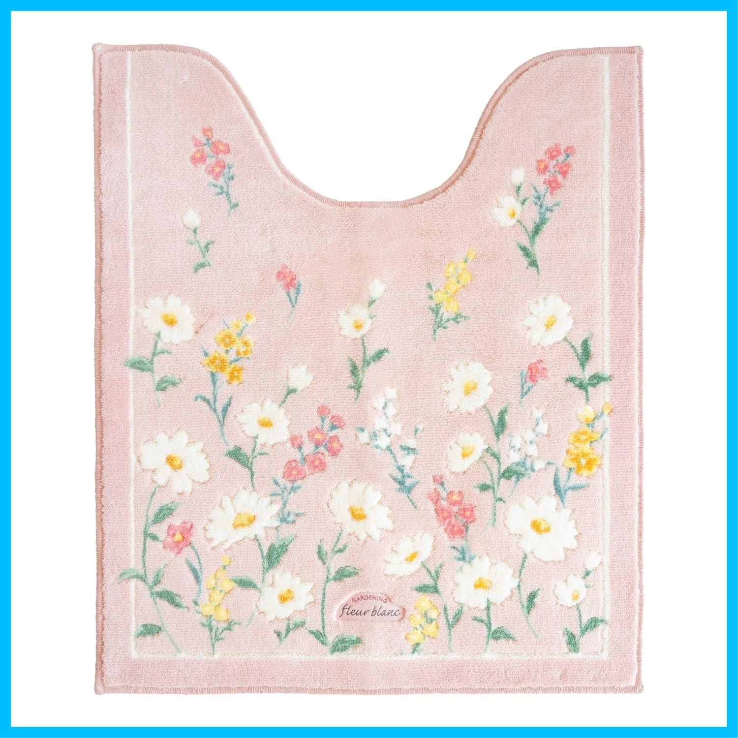 【送料無料】オカ(OKA) フルールブラン トイレマット ロングサイズ 約75cm×63cm ピンク (洗える ロング 花柄 フェミニン)