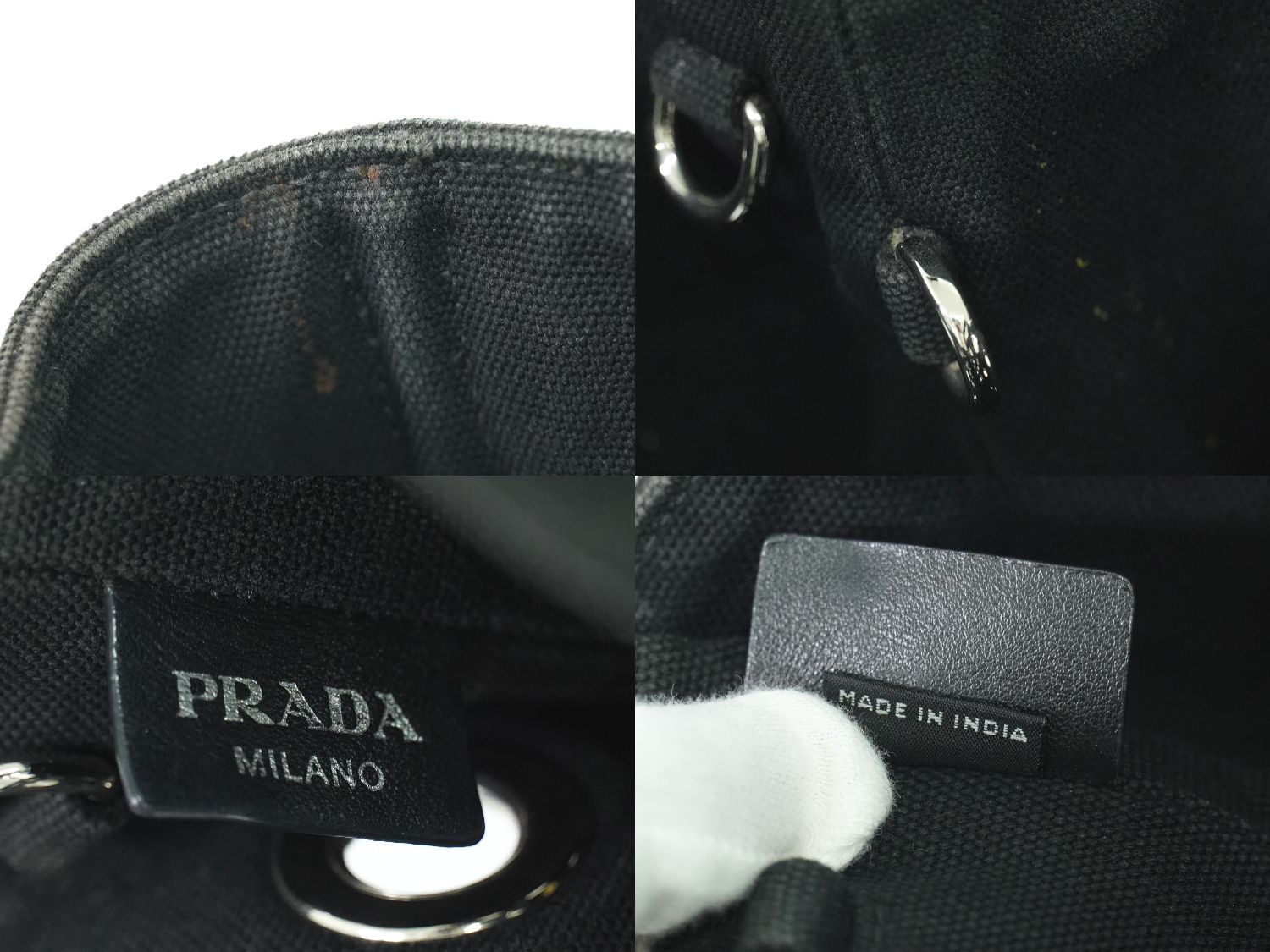 本物 プラダ PRADA カナパ グロメット 2WAY ショルダーバッグ トートバッグ ポシェット キャンバス ブラック Canapa バッグ 中古  【フォロー割】 - メルカリ