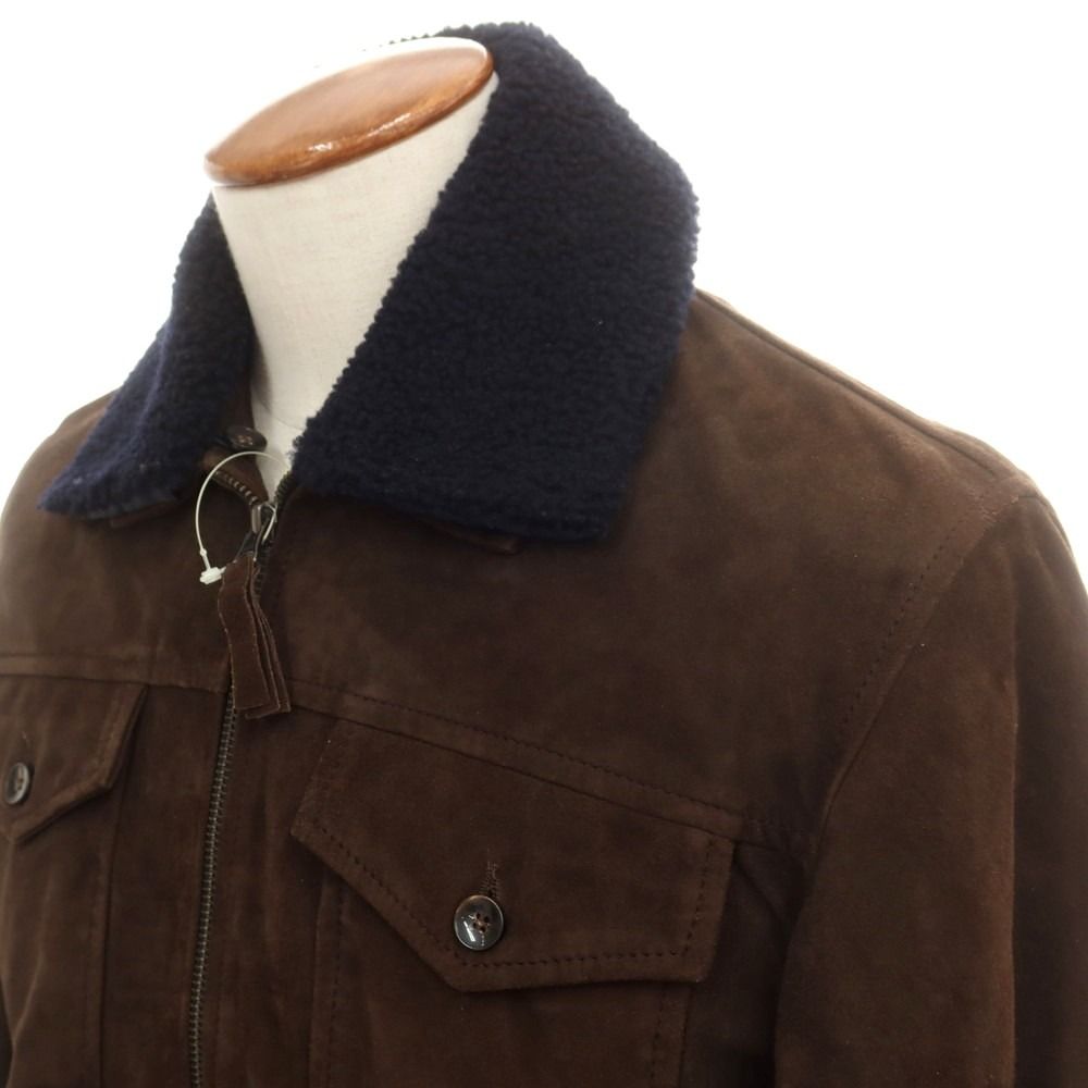 ロットセブンティーエイト lot78 スエード ボア レザーブルゾン ダークブラウンxネイビー サイズ48 メンズ