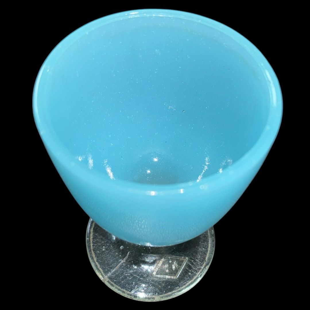 某有名骨董市買入 ウラン硝子 なつめ型ブルー氷コップ 練りガラス 検索 大正浪漫