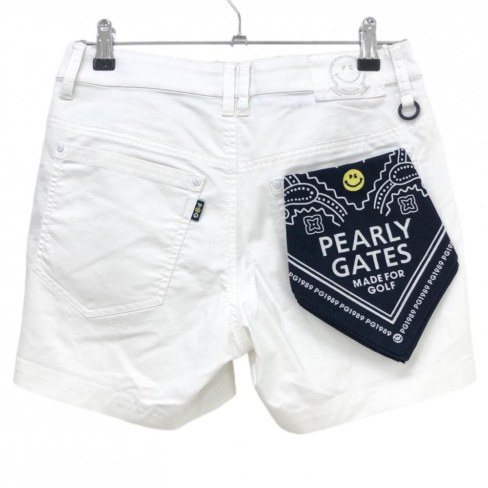 パーリーゲイツ PEARLYGATES ショートパンツ ニコちゃん スマイル 0 パーリーゲイツ ショートパンツ 白×ネイビー ニコちゃん