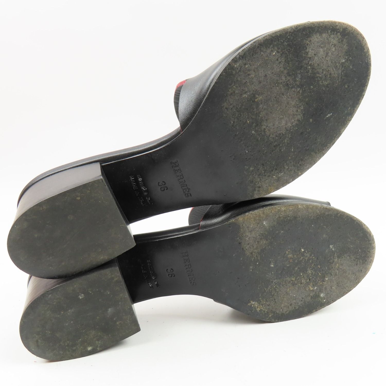 エルメス HERMES モナ サンダル 靴 シューズ レザー ホワイト ミュール