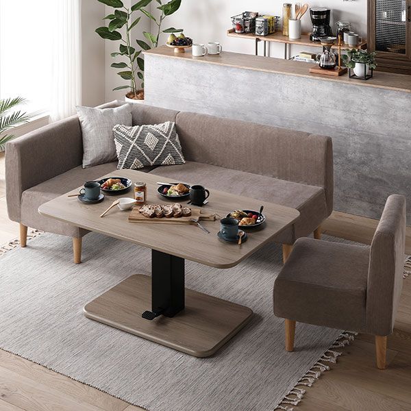 日本製 ダイニングソファ 単品 右コーナー コーデュロイモスグリーン