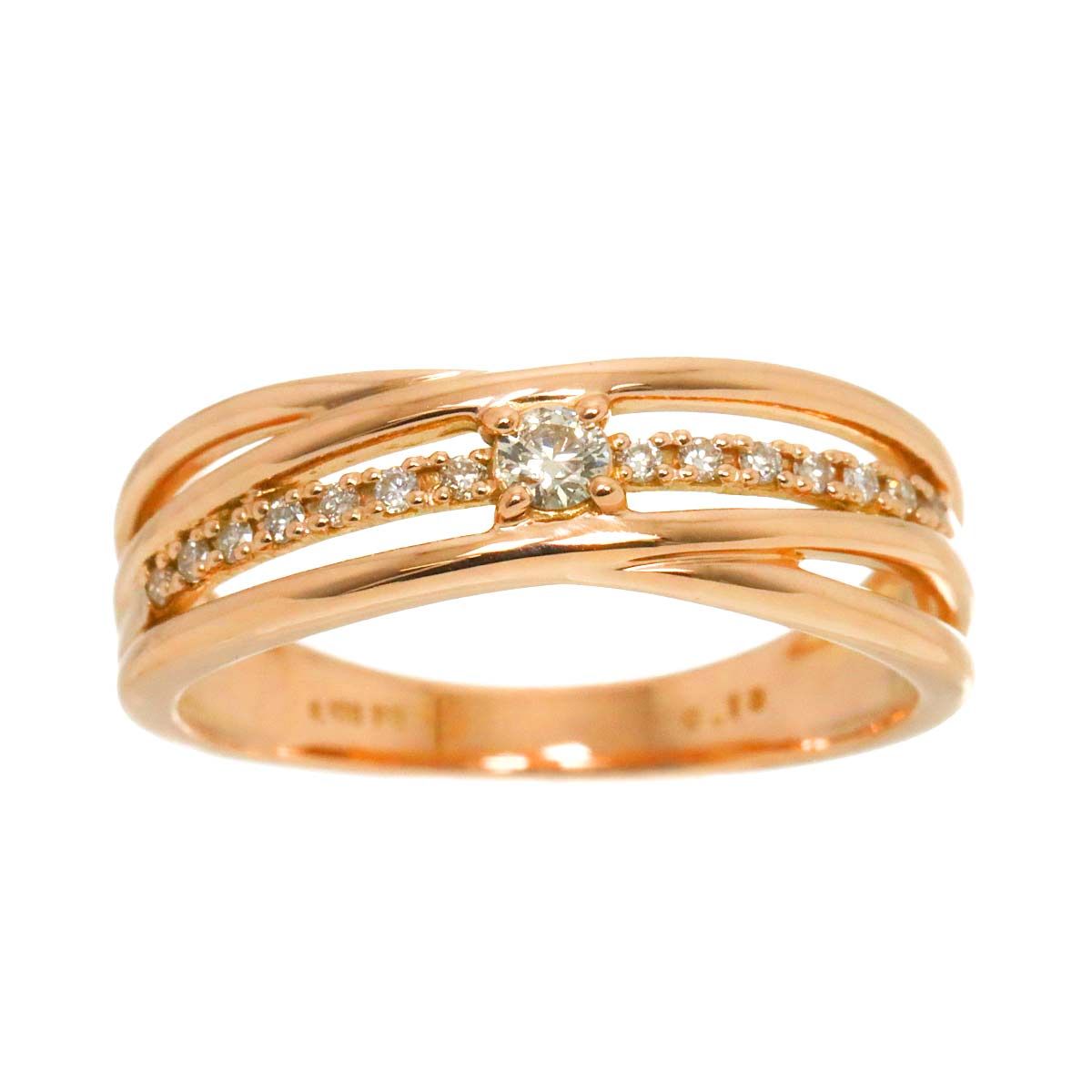 リング 12号 ダイヤ 0.13ct K18 PG ピンクゴールド 750 指輪 Diamond  