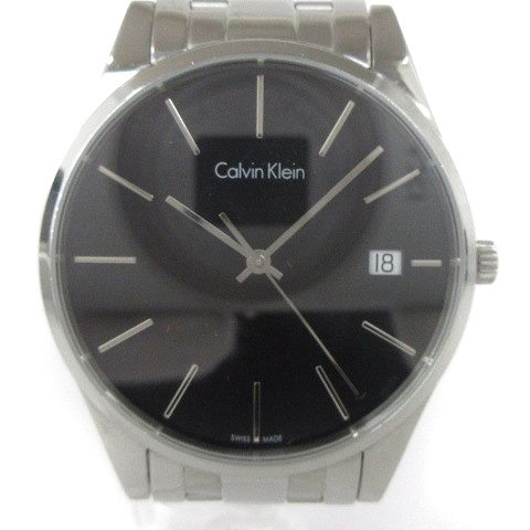 カルバンクライン CALVIN KLEIN Time タイム 腕時計 ウォッチ アナログ クォーツ K4N211 シルバーカラー 文字盤 黒 ブラック  □SM1 - メルカリ