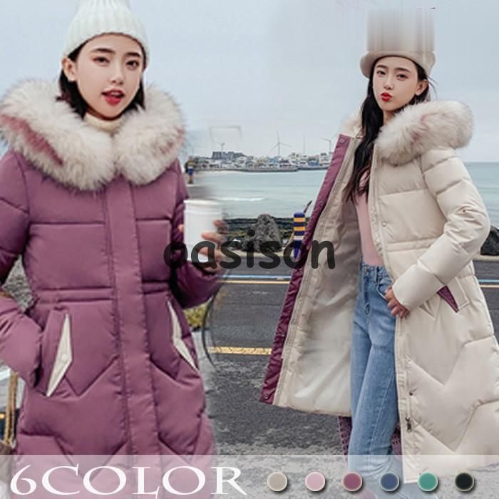 女性のための雪の女王の冬のジャケット 新しい カジュアル ルーズフィット フード付き ロング 2023 140-150]【2WAY】フィット＆フレア中綿ロングコート(ダウン