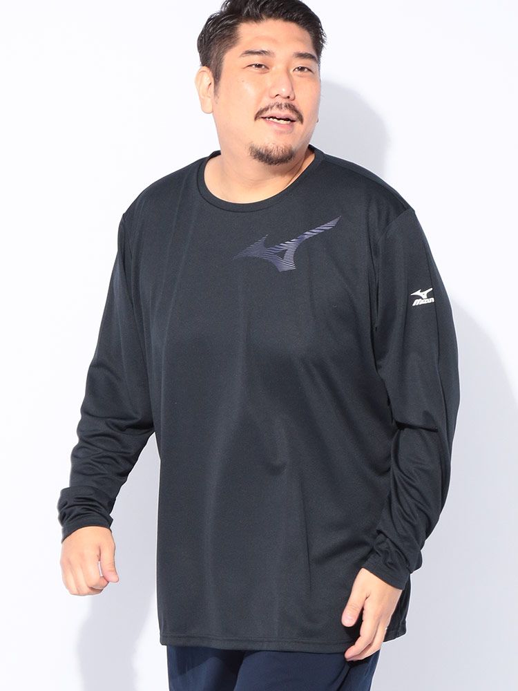 MIZUNO (ミズノ) Pure Hyper ドライ ロゴプリント クルーネック 長袖 Tシャツ