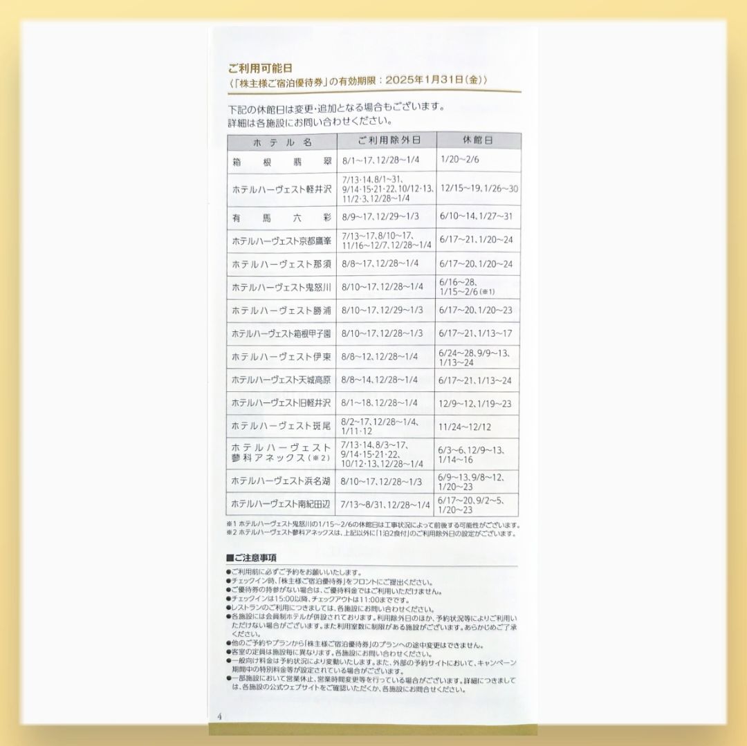 最新】株主様ご宿泊優待券 3枚 東急ハーヴェストクラブ／ホテルハーベスト - メルカリ