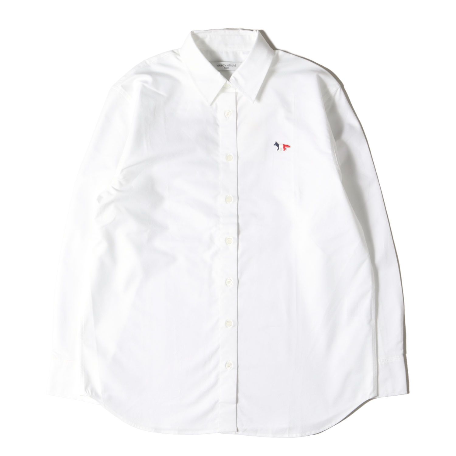 メゾンキツネ オックスフォードシャツ Maison kitsune メゾン キツネ フォックスヘッド エンブロイダリー オックスフォード