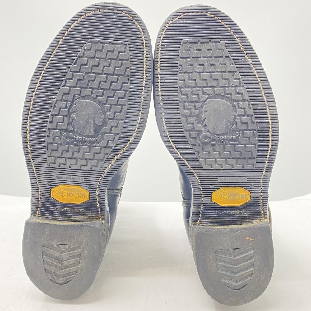 中古】70s～80s CHIPPEWA プリント黒タグ ショートエンジニアブーツ
