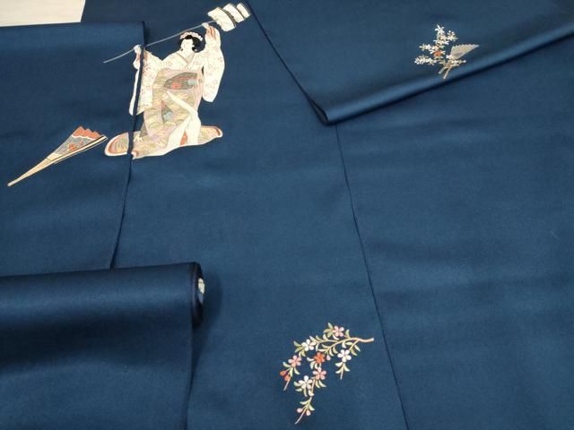 付け下げ 刺繍 金彩 正絹 反物 平和屋着物▽付下げ 反物 着尺 刺繍 人物文 金彩 正絹 逸品 未