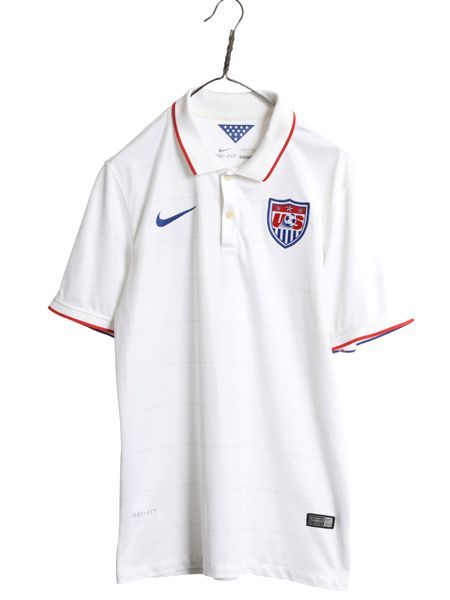 NIKE - ナイキ アメリカ 代表 サッカー ユニフォーム メンズ M / 正規品 2014 ワールドカップ モデル オフィシャル 当時物 スウッシュ ポロシャツ ナイキ アメリカ 代表 サッカー ユニフォーム メンズ M / 正規品