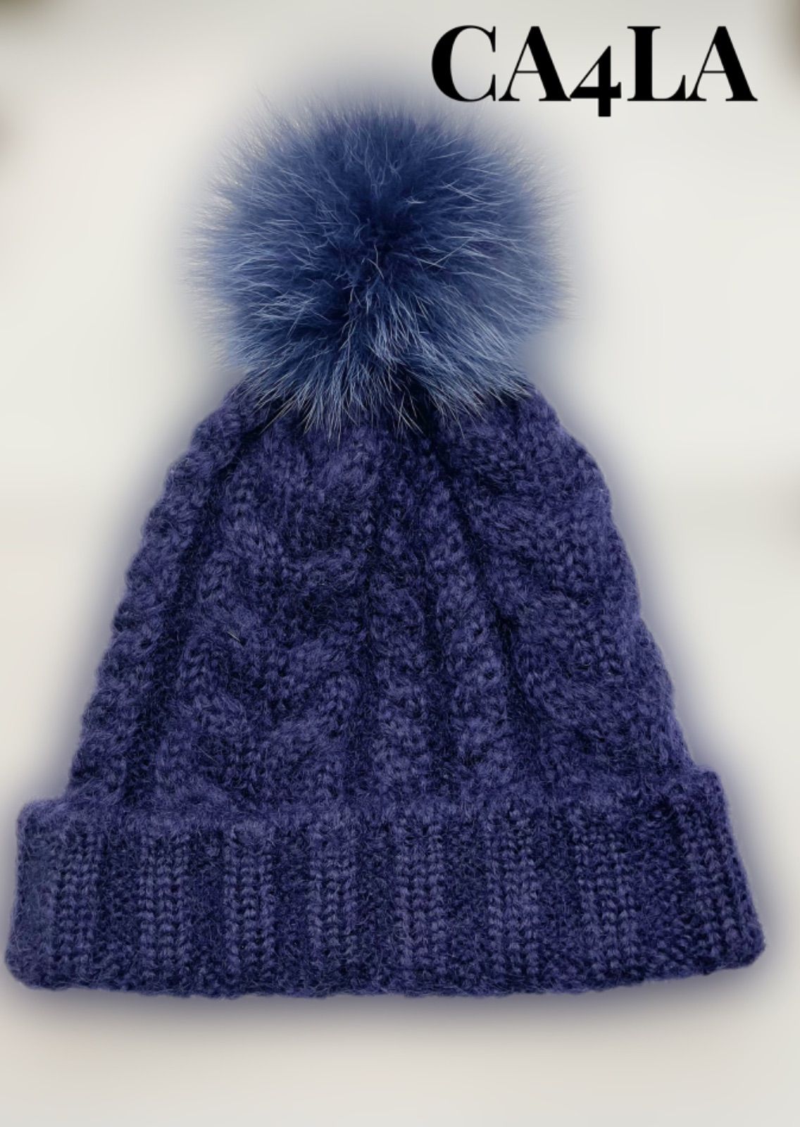 美品 CA4LA カシラフォックスファーポンニット帽 SIN00577