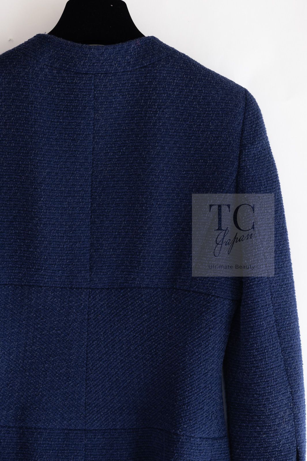 シャネル ジャケット CHANEL ヴィンテージ ネイビー ウール コットン