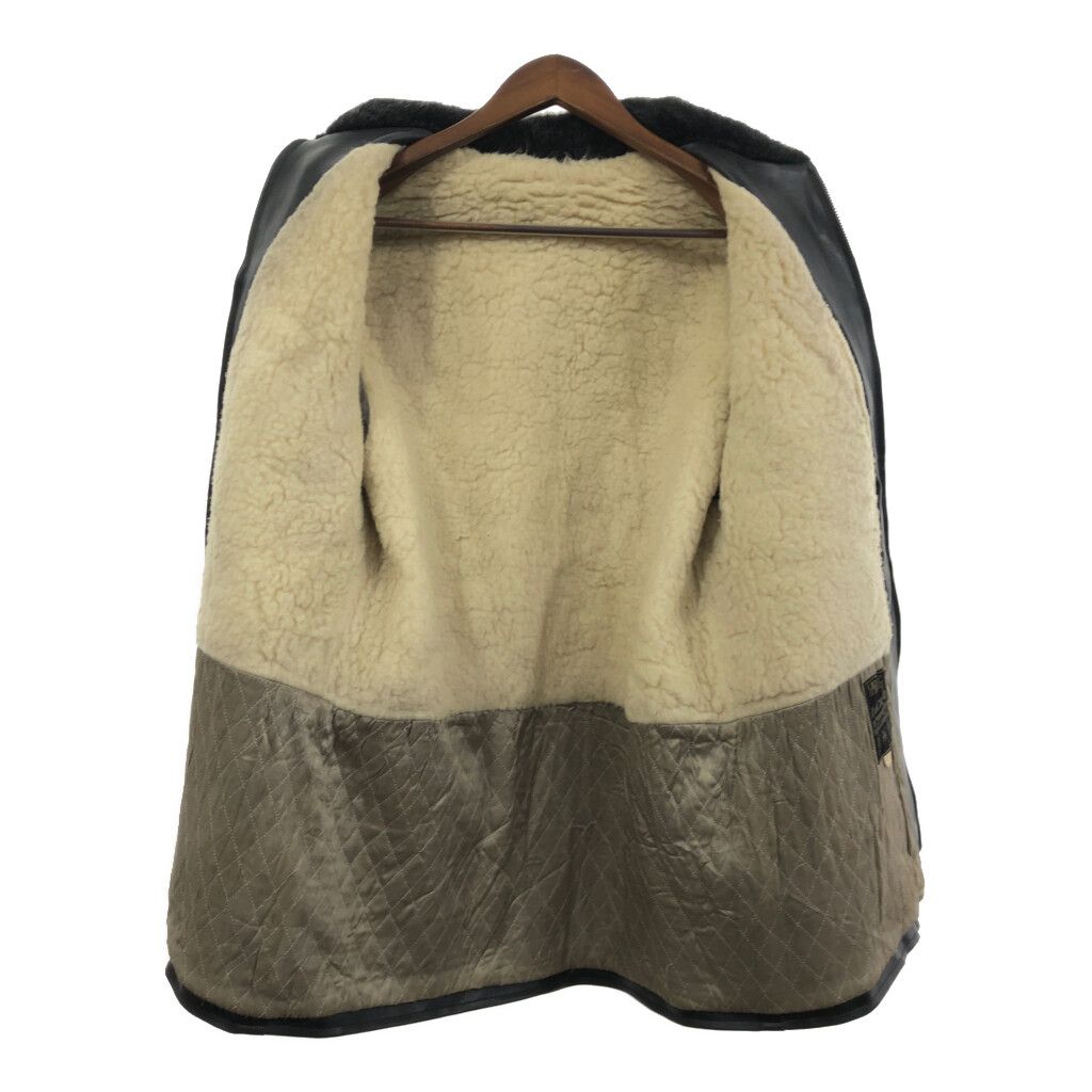 SPRING LUXE PIVOSFORT ボア レザージャケット ヴィンテージ ユーロ ブラック (レディース 12) 中古 古着 Q6778 SPRING LUXE PIVOSFORT ボア レザージャケット ヴィンテージ ユーロ