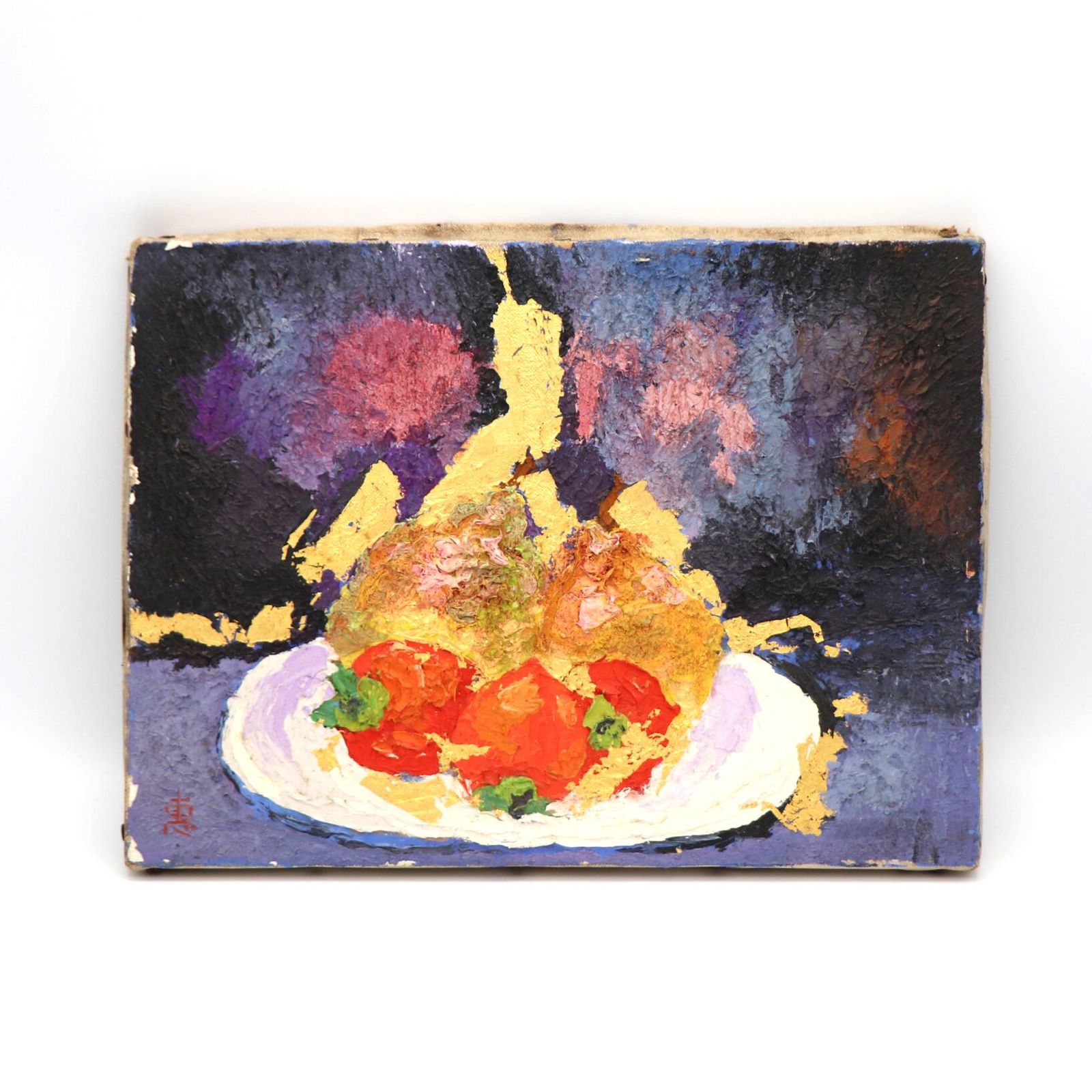 絵画 土田 次枝「白いバラ」 油絵 SMサイズ