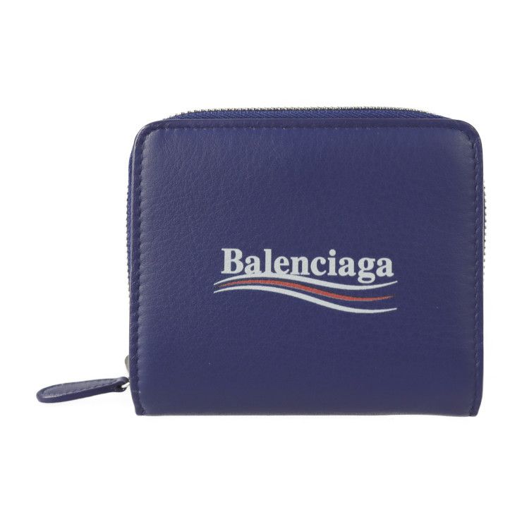 BALENCIAGA バレンシアガ 二つ折り財布 516366 カーフレザー ブルー