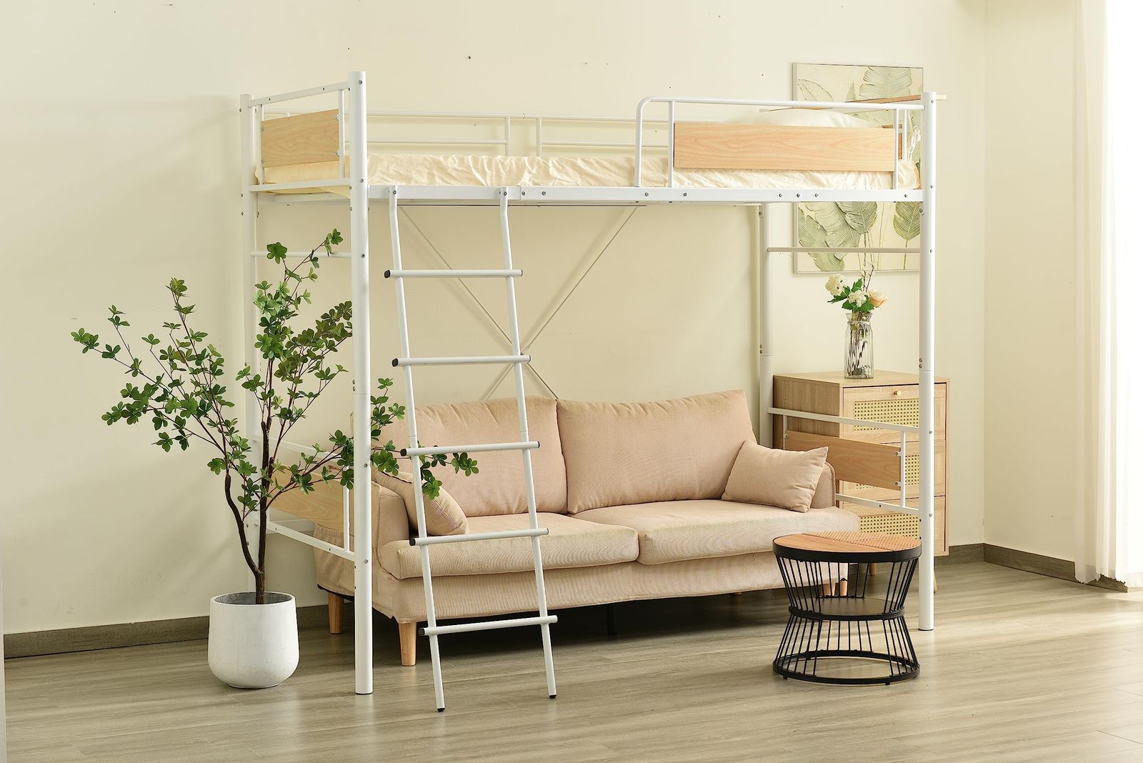 【人気商品】シングル コンセント付き 宮 耐荷重150kg 高さ170cm 北欧風 ロフトベッド 子供ベッド 大人ベッド 一人暮らし システムベット 子供部屋 スチール 耐震 オーエスジェイ(OSJ) ベッド パ