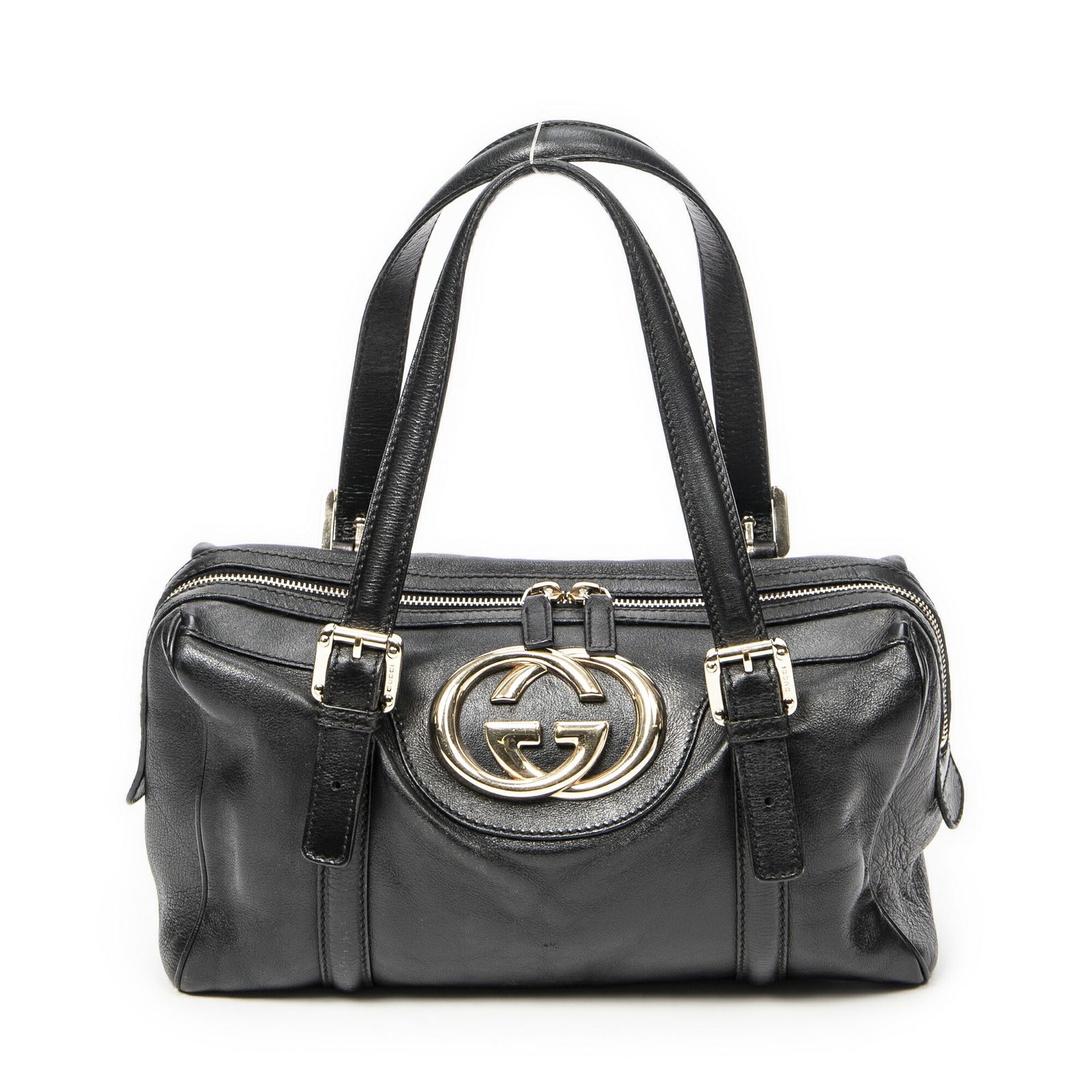 GUCCI グッチスモールヘリテージボストン黒カーフスキンレザーA
