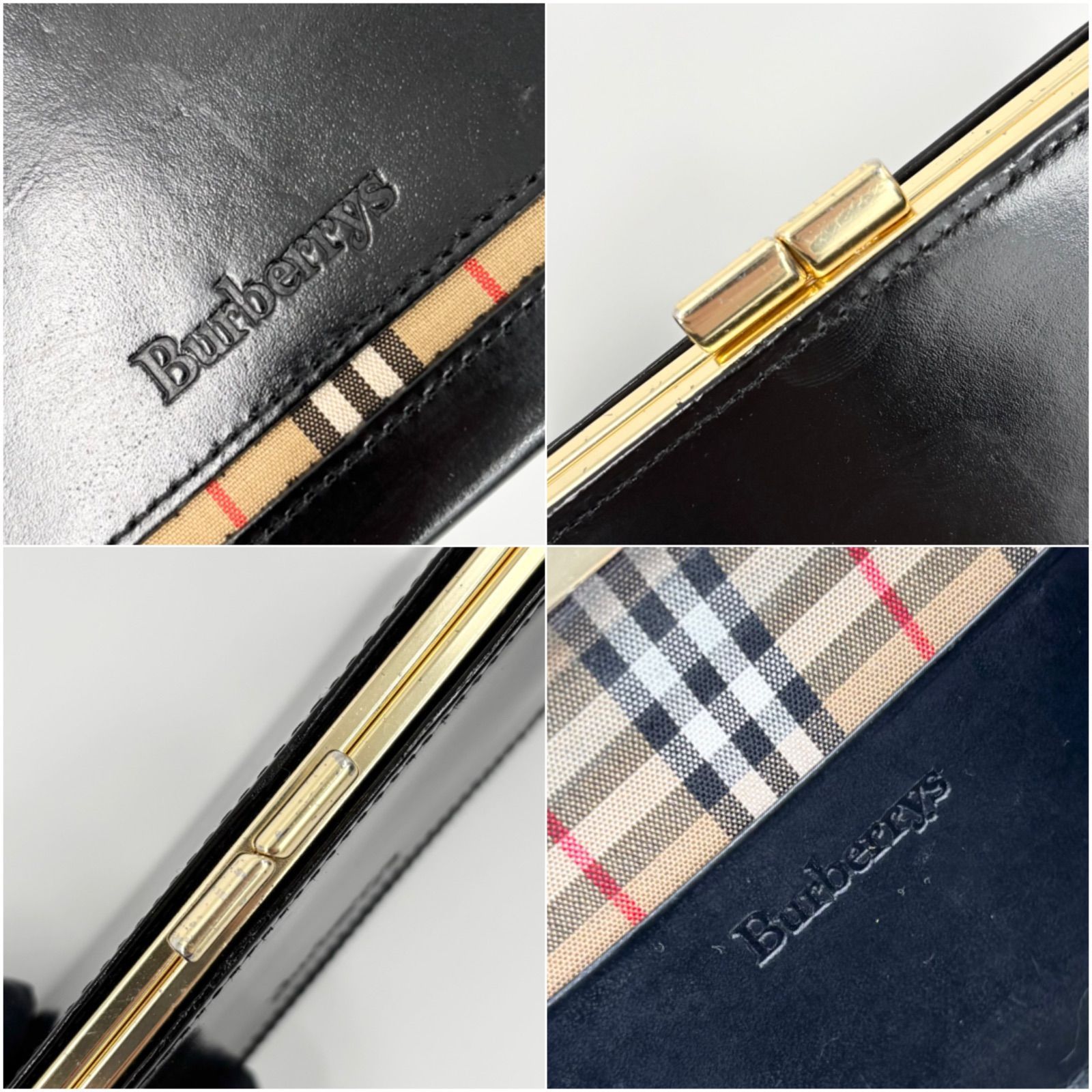 極美品✨　バーバリー　BURBERY　コインケース　レザー　ノバチェック　がま口 Burberry バーバリー コインケース 小銭入れ キーチェーン付き