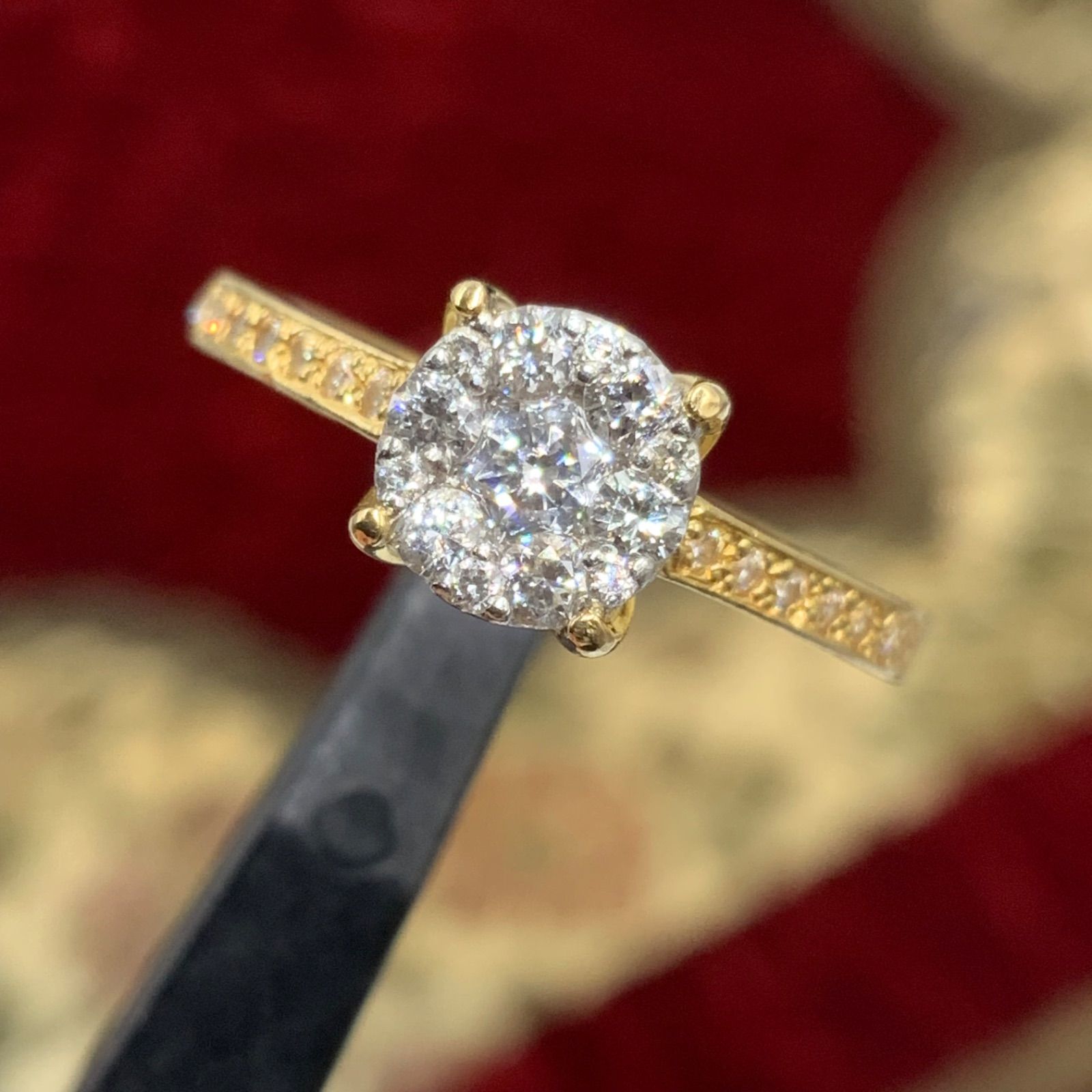 アンティーク　リング　ダイヤ　K18 pt900 K18 pt900 ダイヤリング デザインリング 中央宝石研究所 2.4g