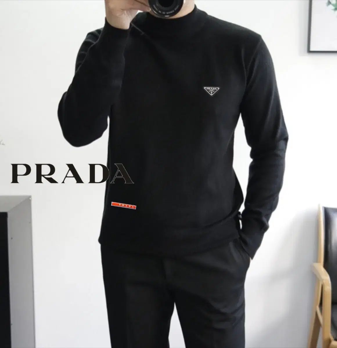 ルーバーロゴ カシミア ハイネック ニット