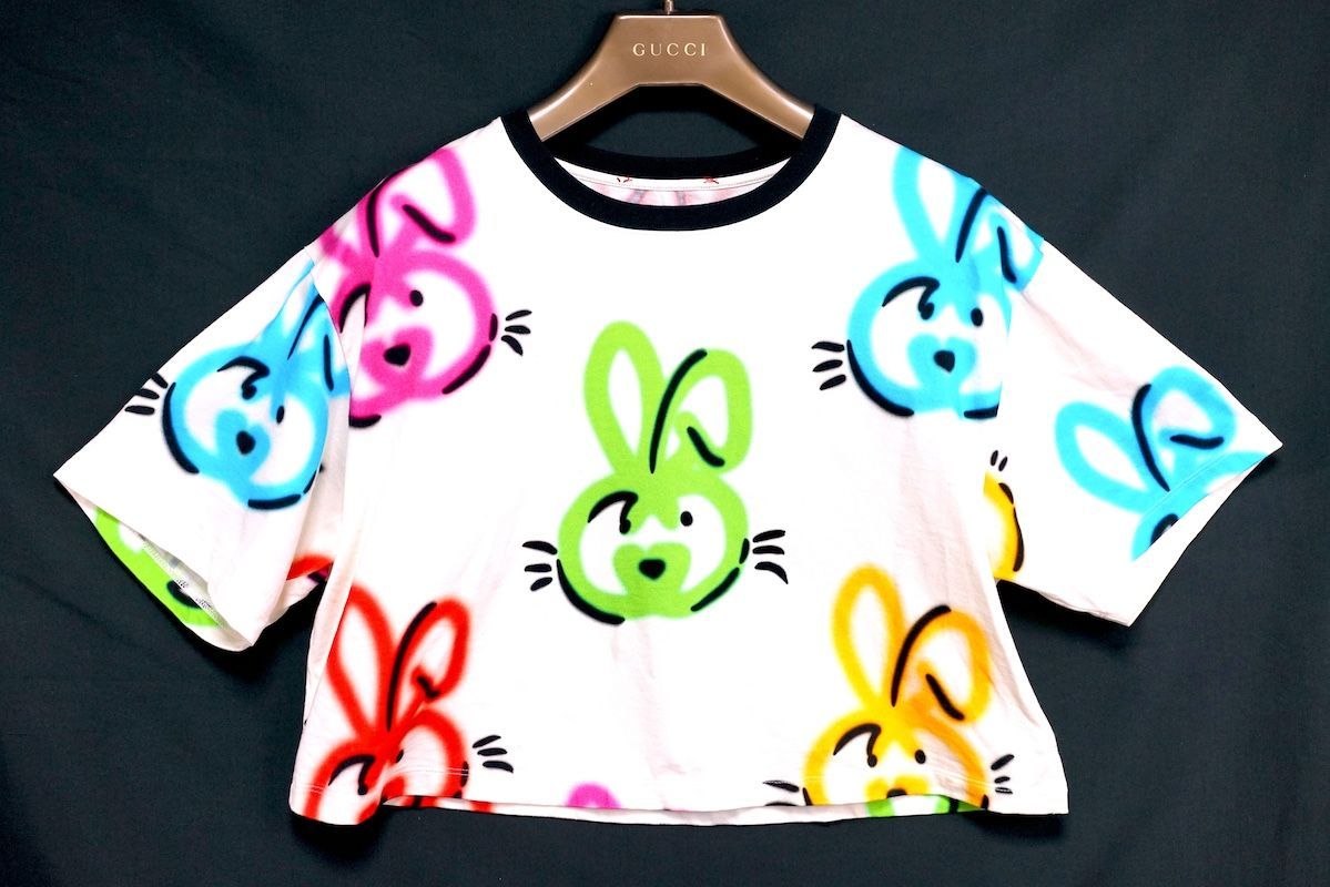 GUCCI グッチ  刺繍Tシャツ GUCCI エンブロイダリー コットンジャージー Tシャツ ・オフホワイト