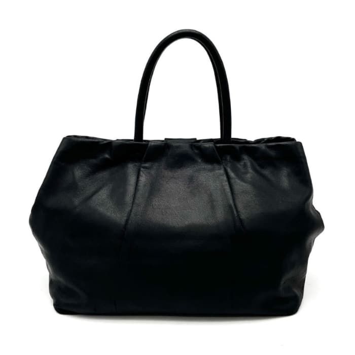 中古】美品 PRADA プラダ リボン レザー ハンド バッグ 白タグ7 