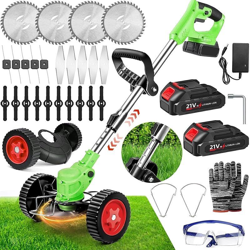 芝刈り機 電動草刈り機 21V バッテリー2個付き ワイヤレス 軽量 SYNYEY芝刈り機、21 V、電動芝刈り機、21 V、大容量バッテリー