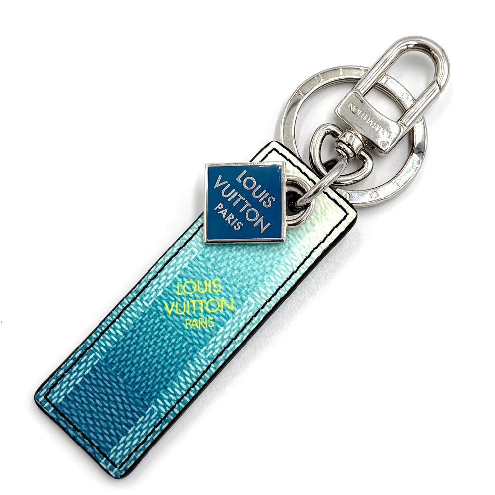 ルイ ヴィトン LOUIS VUITTON ポルトクレ ダミエ ストライプス キーホルダー M00735 ブルー PVC メタル ABランク キーリング バッグチャーム メンズ