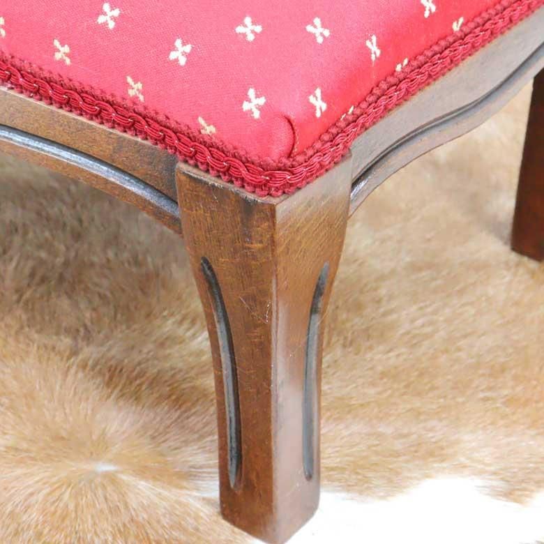 イタリア製 スツール レッドモケット 猫脚 赤 ベルベット 木製 完成品