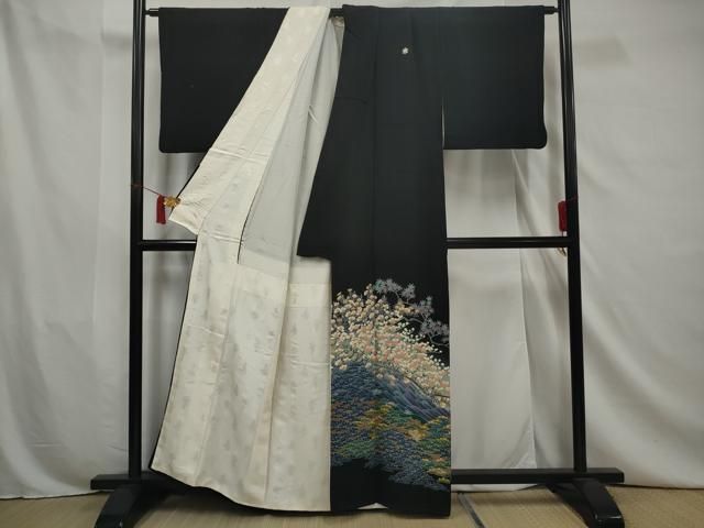 平和屋着物○本場加賀友禅作家 杉浦伸 黒留袖 流水枝花文 暈し染め