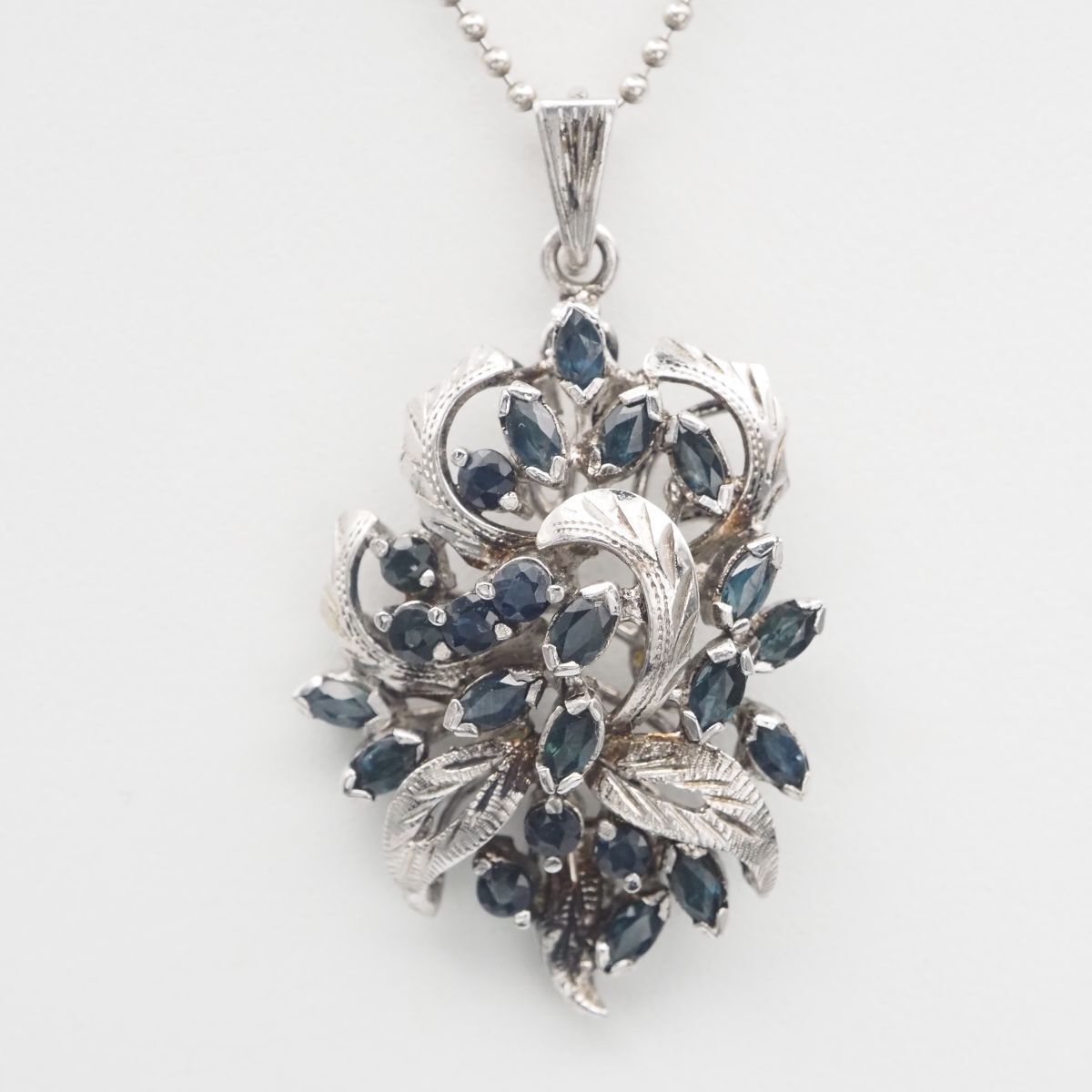 G877 サファイア? ブルースピネル? ペンダント トップ デザイン シルバー チャーム ヘッド