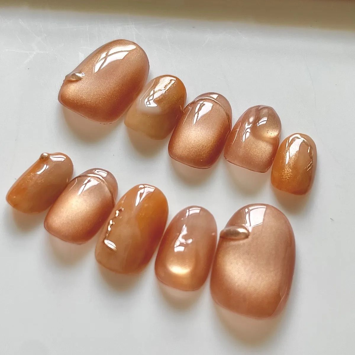 ネイルチップ No.81 blood orange🍊 微粒子マグネットネイル オレンジ
